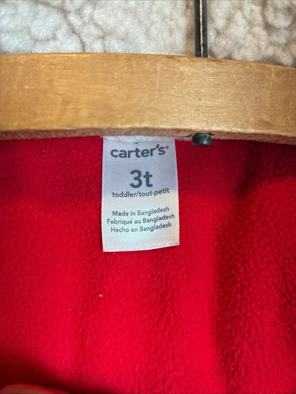 Carters Red Sherpa Collar Quilted Puffer Vest Kids 3T Snaps Fleece Lined Cozy